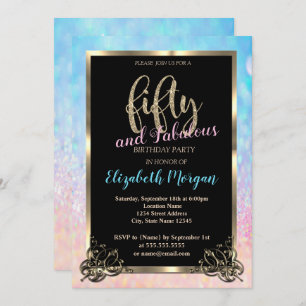 Convites Elegante Bokeh Ombre Dourada Frame 50ª Festa de an