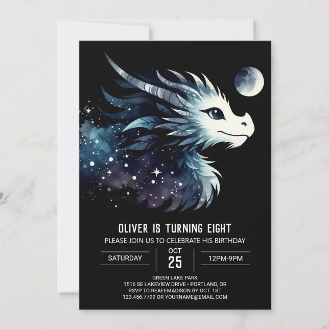 Convites Elegante Bold Dragon Birthday (Frente)