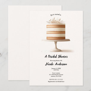 Convites Elegante Bolo Floral Branco Camada Bridal Shower