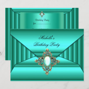 Convites Elegante Bolsa de Joia Teal Look Festa de Aniversá