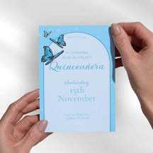 Elegante Borboleta Azul Claro Quinceañera - Person