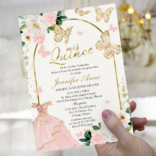 Convites Elegante Borboleta Beijo Espanhol Quinceañera  
