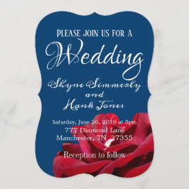 Convites Elegante Borgonha e Casamento no inverno Azul Mari