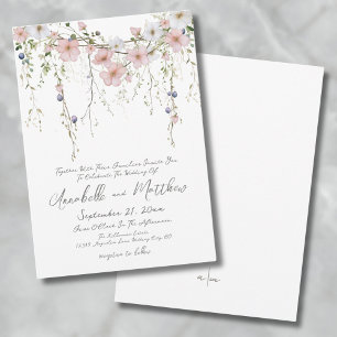 Convites Elegante Botânica Simples Floral de Flores Silvest