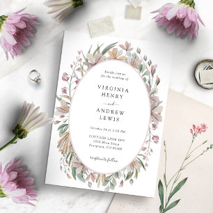 Convites Elegante Botânico Floral Rosa em Aquarela para Cas