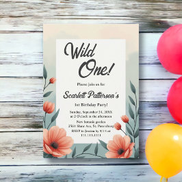 Convites Elegante Botânico Russo Floral Selvagem Um Anivers