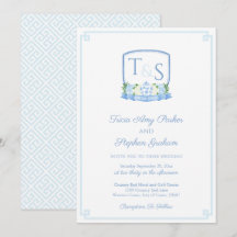 Elegante Brasão de Água-marinha Azul e Branco Casa