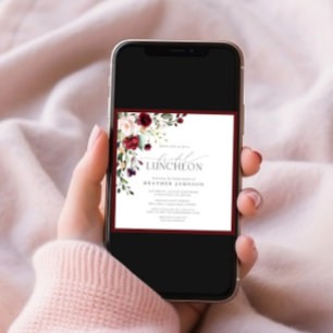 Convites Elegante Bridal Luncheon Floral Burgundy