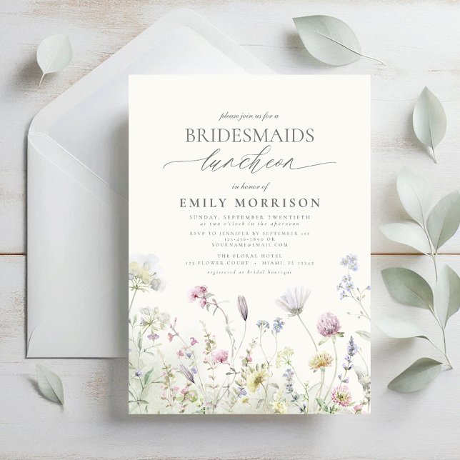 Convites Elegante Bridal Luncheon Wildflower (Criador carregado)