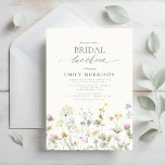 Convites Elegante Bridal Luncheon Wildflower<br><div class="desc">Celebrar a noiva a ser com um convite elegante à flor da vadia, perfeito para um encontro sofisticado. Este charmoso design apresenta ilustrações delicadas de flor silvestre em cores fortes e vibrantes, acrescentando um toque de beleza natural e graça. Os intrincados sotaques florais aliados a uma tipografia refinada criam um...</div>