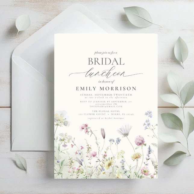 Convites Elegante Bridal Luncheon Wildflower (Criador carregado)