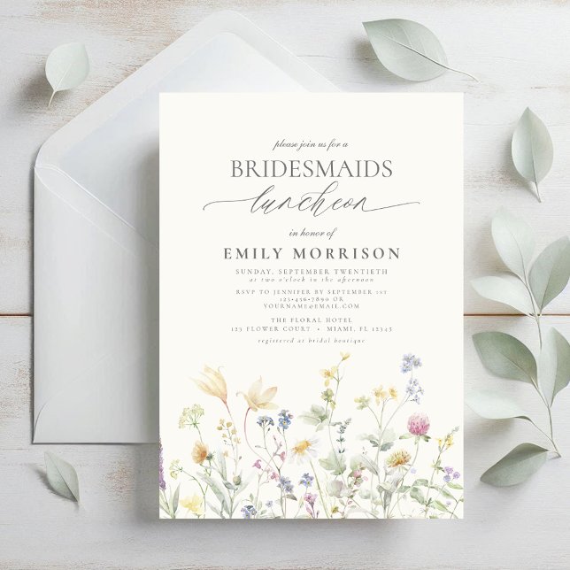 Convites Elegante Bridal Luncheon Wildflower (Criador carregado)