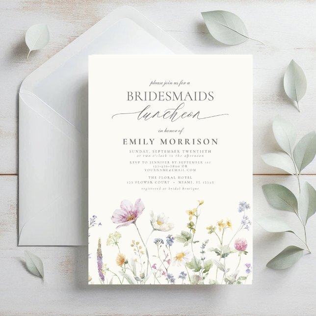 Convites Elegante Bridal Luncheon Wildflower (Criador carregado)
