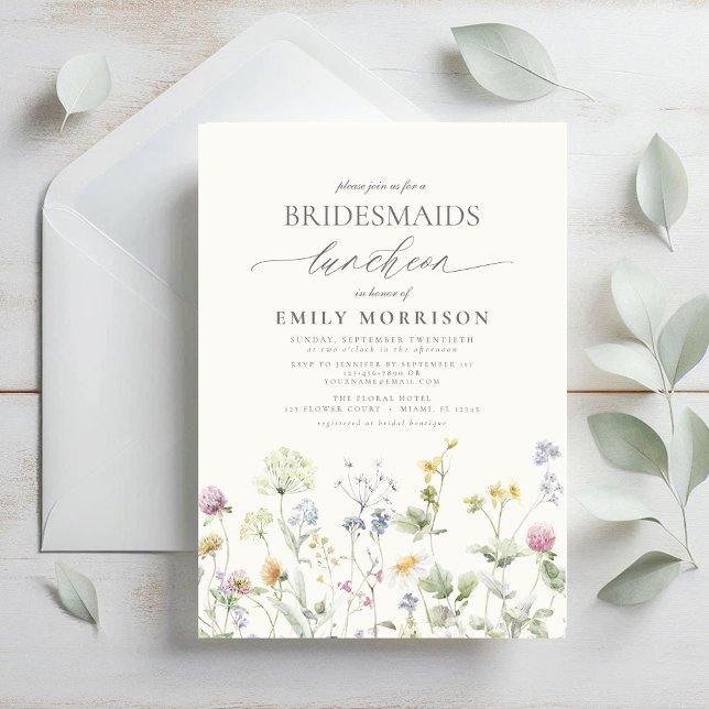 Convites Elegante Bridal Luncheon Wildflower (Criador carregado)