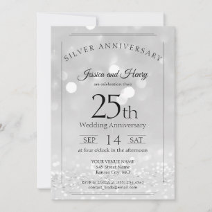 Convites Elegante Brilho Aniversário de Casamento de 25 Ano