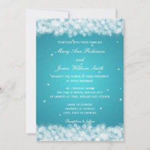 Convites Elegante Brilho de Festa de Casamento Turquesa