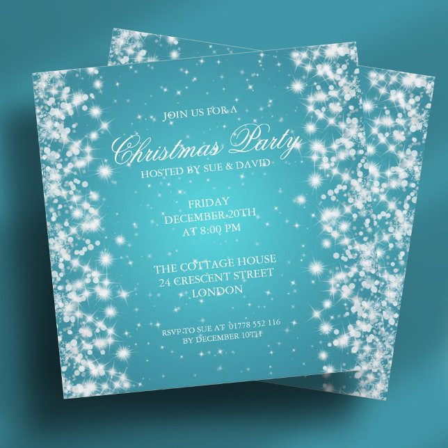 Convites Elegante Brilho de Festa Turquesa (Elegant Party Sparkle Turquoise Invitation)