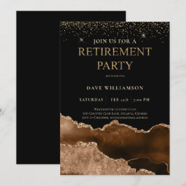 Convites Elegante Brown Agate Gemstone Retirement Party Inv
