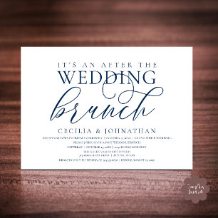 Convites Elegante Brunch Após o Casamento, Azul-Marinho Clá