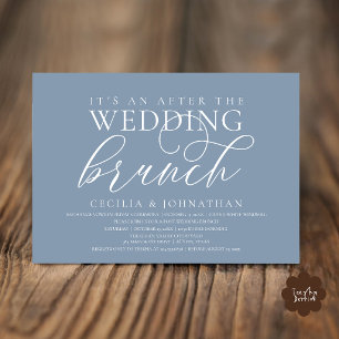 Convites Elegante Brunch Após o Casamento Moderno Azul Poei