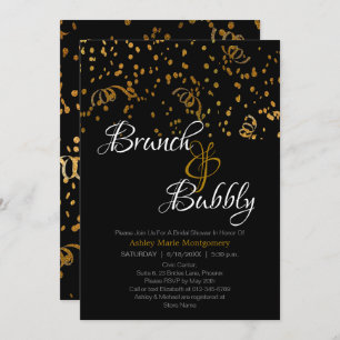 Convites Elegante Brunch Chá de panela Borracha Dourado Con