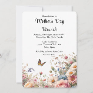 Convites Elegante Brunch de Dia das Mães Floral