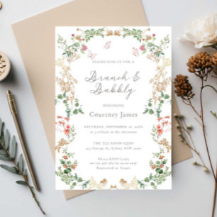 Convites Elegante Brunch de Jardim de Flores Silvestres e E