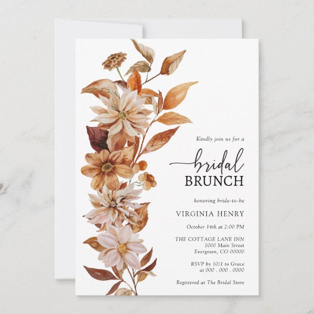 Convites Elegante Brunch de Noiva (Frente)