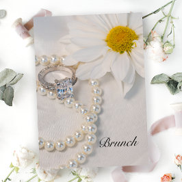Convites Elegante Brunch de Noiva Branca Daisy Após Casamen