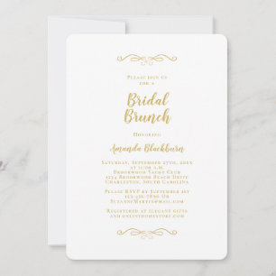 Convites Elegante Brunch de Noiva com Caligrafia Dourada