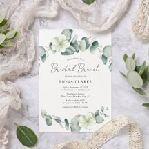Elegante brunch de noiva com eucalipto verde