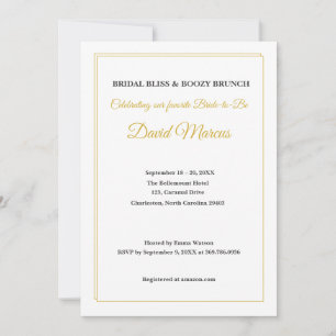 Convites Elegante Brunch de Solteira em Dourado e Preto