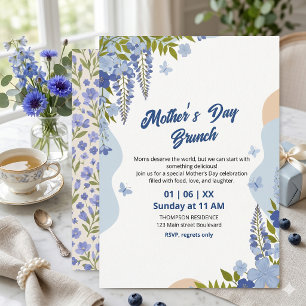 Convites Elegante Brunch do Dia das Mães com Flor de Wister