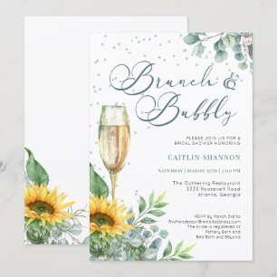 Convites Elegante Brunch e Champagne para Chá de Noiva com 