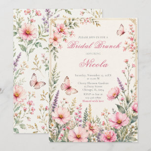 Convites Elegante Brunch Floral de Borboleta