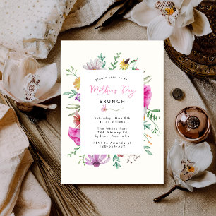 Convites Elegante Brunch Floral rosa Dia das Mães
