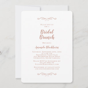 Convites Elegante Brunch Nupcial com Caligrafia Rosa em Dou