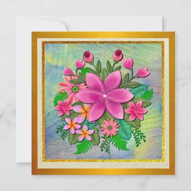 Convites Elegante Buquê de Flores Botânicas de Aquarela de  (Frente)