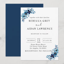 Elegante Buquê de Flores em Aquarela Azul Empoeira