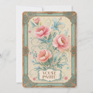 Convites Elegante Buquê de Flores Florais Vintage Aniversár