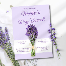 Convites Elegante Buquê de Lavanda para Brunch do Dia das M