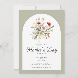 Convites Elegante Buquê Floral para Brunch do Dia das Mães