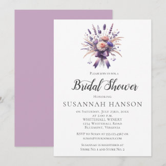 Convites Elegante Buquê Floral Roxo | Chuveiro de Noiva