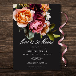 Convites Elegante Burgundy Amor Floral Rosa Em Chá De Sangu