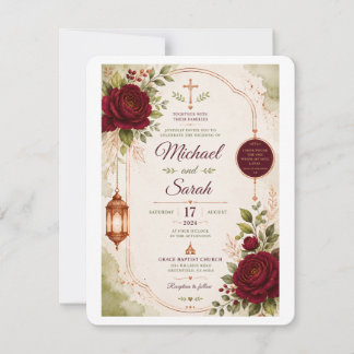 Convites Elegante Burgundy, Citrino verde e Casamento Cobre
