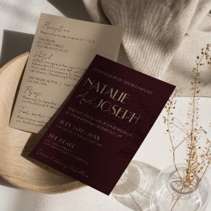 Convites Elegante Burgundy Dourado Dinheiro Antigo Tudo Em 