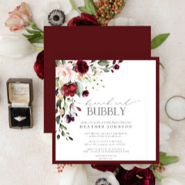 Convites Elegante Burgundy Floral Brunch e Chá Bubble