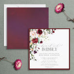 Convites Elegante Burgundy Floral Brunch e Chá Bubble<br><div class="desc">O moderno e elegante chá de panela Brunch e Bubble, com um buquê de flores rosas e rosas e verde botânico, bordado num rico vermelho burgundy. Personalize os detalhes do seu chá de panela em preto suave, acentuado com uma bela caligrafia manual moderna. A parte traseira da placa apresenta os...</div>