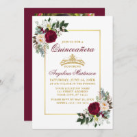 Elegante Burgundy Floral Greenerescência Foto Quin