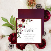 Elegante Burgundy Floral Watercolor Chá de panela